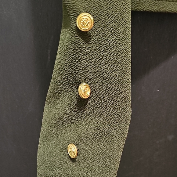 Olive Green Women's Top with Button Detail - Picture 2 of 5